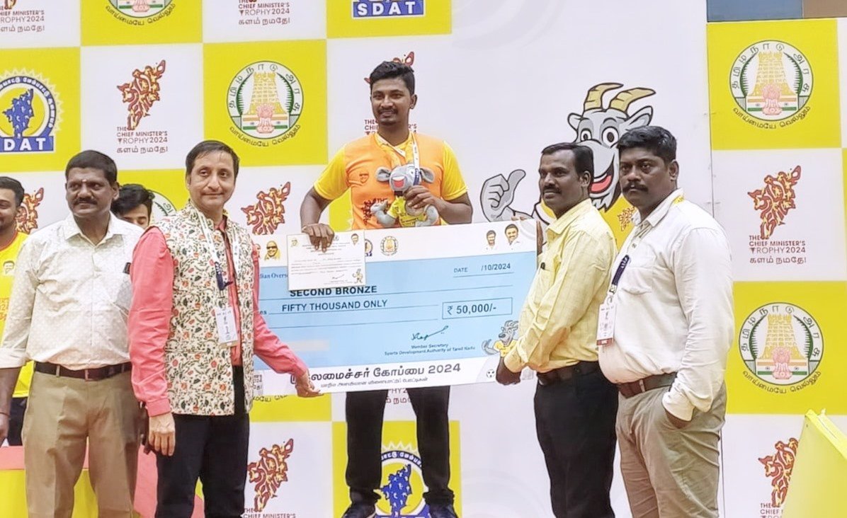 M. Ajaykumar Wins Third Prize in CM Trophy State Level Badminton Tournament (2024-2025)